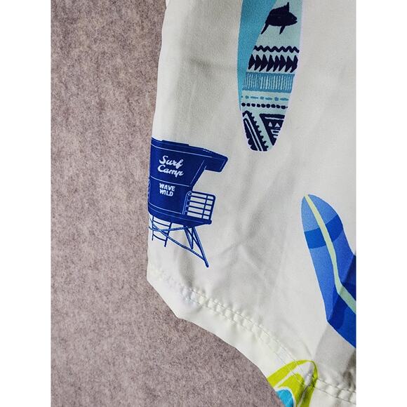 SPICY TUNA Men's NEW Cream w/ Colorful Surfboards Swim Trunks SZ XL (waist 34") - Picture 3 of 9